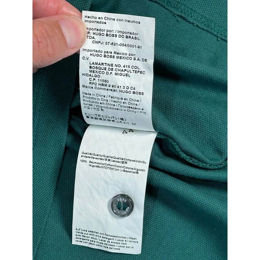 BOSS Hugo Boss Firenze 42 Polo Shirt Mens XXL Green Regular Fit Pima Cotton